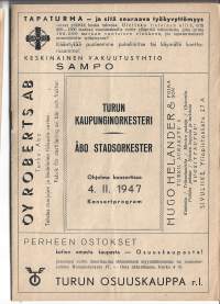 Turun Kaupunginorkesteri  -  4.II. 1947 käsiohjelma