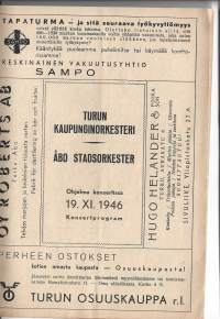 Turun Kaupunginorkesteri  -  19.XI.1946 käsiohjelma