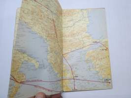 SAS Route map Europe -lentoyhtiön reittikartta / airline route map with 2 postcards