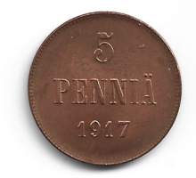 5 penniä  1917 II