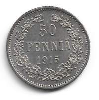 50  penniä  1915  hopeaa