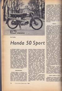 Tekniikan Maailma 1963 N:o 7 heinäkuu. Koeajo Mercedes Benz 190 ja Honda 50 Sport- TM Koelentää: MFI Junior- Mopediluokan perämoottorit- Kaitakuvaajan aikarele