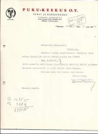 Puku-Keskus Oy Puku- ja Kappatehdas Viipuri 1934    - firmalomake