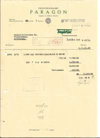 Paragon om Weilin&amp; Göös Oy  Helsinki 1951 - firmalomake