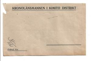 Kronolänsmannen i Kimito distrikt  firmakuori  kulkematon 1918