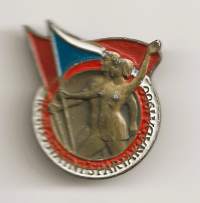 Tšekkoslovakian tasavalta. 1960 Spartakiada-merkki. Sosialistinen aikakausi - rintamerkki