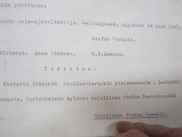 Otel lainhuudatuspöytäkirjasta Viipuri 1944 - käsittelee Voronin-suvun  maanomistusasioita ja niihin kohdistuvia oikeustoimia luovutetussa Karjalassa