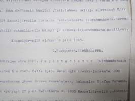 Otel lainhuudatuspöytäkirjasta Viipuri 1944 - käsittelee Voronin-suvun  maanomistusasioita ja niihin kohdistuvia oikeustoimia luovutetussa Karjalassa