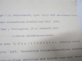 Otel lainhuudatuspöytäkirjasta Viipuri 1944 - käsittelee Voronin-suvun  maanomistusasioita ja niihin kohdistuvia oikeustoimia luovutetussa Karjalassa