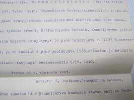 Otel lainhuudatuspöytäkirjasta Viipuri 1944 - käsittelee Voronin-suvun  maanomistusasioita ja niihin kohdistuvia oikeustoimia luovutetussa Karjalassa