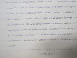 Otel lainhuudatuspöytäkirjasta Viipuri 1944 - käsittelee Voronin-suvun  maanomistusasioita ja niihin kohdistuvia oikeustoimia luovutetussa Karjalassa