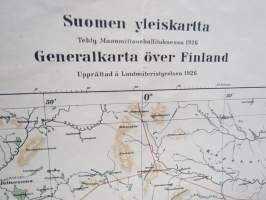Suomen yleiskartta lehti B3 lännessä Enontekiö - Muonio - Kolari - Pello, idässä Sodankylä, v. 1926