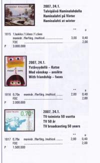 Postimerkkivuosi 2007 - Nelikielinen upea esittelyteos Suomen postimerkeistä 2007. Kaikki julkaistut postimerkit mukana POSTITUOREINA **.