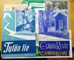 Pyhäkoulu- ja rippikoululehtiä 7 kpl valikoima: Lasten Pyhäkoululehti 45/1953 Kultaviesti 1/1954 Pyhä Kevät 4/1938 Elämän kevät 4-5-6/1954 Tytön tie 4/1954