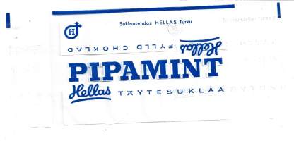 Piparmint  suklaakääre  makeiskääre 9 x20 cm 1950-luku /  Oy Hellas Ab oli suomalainen makeisalan yritys, Turussa. Hellaksen tehdas aloitti toimintansa vuonna
