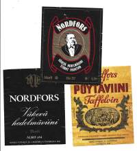 Nordfors 3 eril  -    viinaetiketti    Anders Nordforsin perusti vuonna 1867 Turkuun  viini- ja likööritehtaan