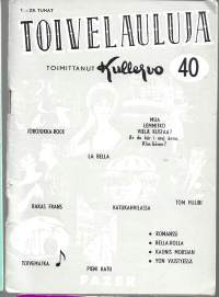 Toivelauluja :  Toimittanut Kullervo  40Julkaistu:Hki : Fazer, 1960sisällysluettelo kuvana