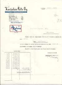 Karjalan Puku Oy Viipuri 0  1937 - firmalomake