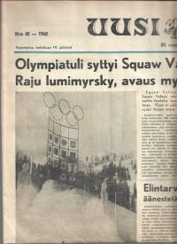 Uusi Aura  19.2.  1960  sanomalehti  Squaw Valley Olympialaiset