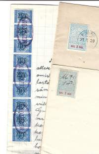 Erä leimamerkkejä asiakirjoilla  1919-42  leimamerkki