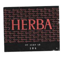 Herba  Alko nr 184 - likööörietketti  viinaetiketti