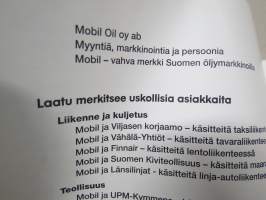 Satularasvasta täyssynteettiseen - 130-vuotias Mobil 90 vuotta Suomessa - voiteluvoimaa höyrystä turboon -yrityshistoriikki