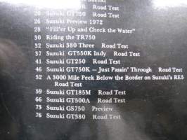 On Suzuki Street Bikes 1971-1976 Road tests, Tech. Data, Previews, History, 750/Three, 380/Three, Specifications, Racing...