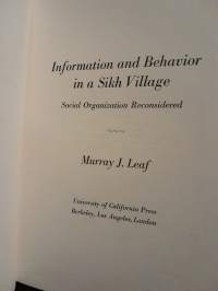 Information and Behavior in a Sikh Village - Social Organization Reconsidered