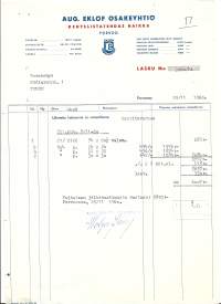 Aug. Eklöf Oy Kehyslistatehdas Haikka Porvoo 1961  - firmalomake