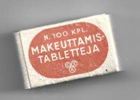 Makeuttamistabletteja n 100 kpl  -  täysi tuotepakkaus 2x3x1 cm