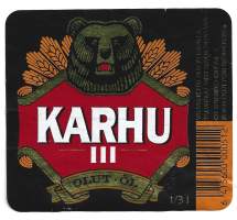 Karhu III olut    - olutetiketti