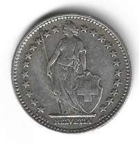 Sveitsi 2 Francs 1940 - ulkomainen kolikko hopeaa 10 g  .835