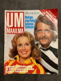 Uusi Maailma 1975 nr 3 ilmestynyt 5.2.1975, Anneli Björkling ja Olli Koskimies, Liisa ja Risto Orko, Finnair DC-10