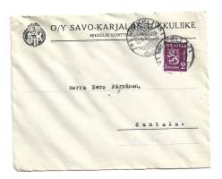 Savo-Karjalan Tukkuliike  Mikkeli    firmakuori  kulkenut 1934