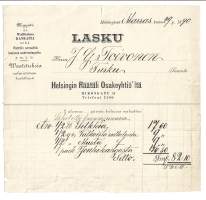Helsingin Räätäli Oy Mikonkati 11 Helsinki 1890  -  firmalomake