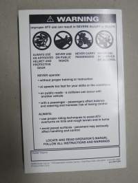 Arctic Cat ATV 2005 Operator´s Manual -mönkijä, käyttöohjekirja englanniksi