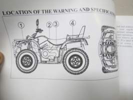 500ATV, 500ATV-2, 20?? Operator´s Manual -mönkijä, käyttöohjekirja englanniksi