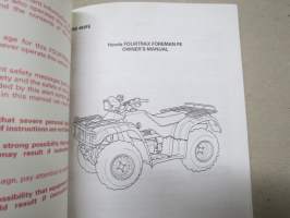 Honda Fourtrax, TRX450FE, Foreman FE 4X4 2001 Owner´s Manual -mönkijä, käyttöohjekirja englanniksi