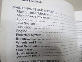 Honda TRX300FW 4X4 1994 Owner´s Manual -mönkijä, käyttöohjekirja englanniksi