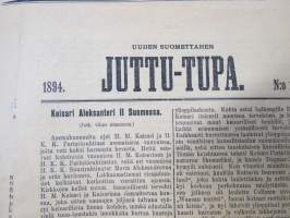 Uuden Suomettaren Juttu-Tupa 1893-94 hajanumeroita 38 kpl, kaunokirjallisia kertomuksia ja jutelmia, luonnontieteellisä artikkeleita, maantiedettä, kansatiedettä ym.