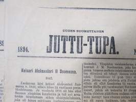 Uuden Suomettaren Juttu-Tupa 1893-94 hajanumeroita 38 kpl, kaunokirjallisia kertomuksia ja jutelmia, luonnontieteellisä artikkeleita, maantiedettä, kansatiedettä ym.