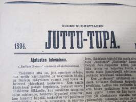 Uuden Suomettaren Juttu-Tupa 1893-94 hajanumeroita 38 kpl, kaunokirjallisia kertomuksia ja jutelmia, luonnontieteellisä artikkeleita, maantiedettä, kansatiedettä ym.