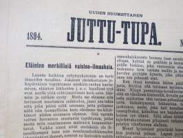 Uuden Suomettaren Juttu-Tupa 1893-94 hajanumeroita 38 kpl, kaunokirjallisia kertomuksia ja jutelmia, luonnontieteellisä artikkeleita, maantiedettä, kansatiedettä ym.