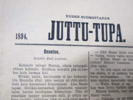 Uuden Suomettaren Juttu-Tupa 1893-94 hajanumeroita 38 kpl, kaunokirjallisia kertomuksia ja jutelmia, luonnontieteellisä artikkeleita, maantiedettä, kansatiedettä ym.