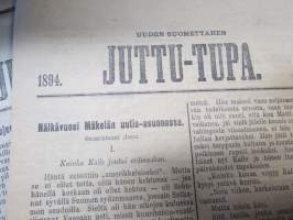 Uuden Suomettaren Juttu-Tupa 1893-94 hajanumeroita 38 kpl, kaunokirjallisia kertomuksia ja jutelmia, luonnontieteellisä artikkeleita, maantiedettä, kansatiedettä ym.