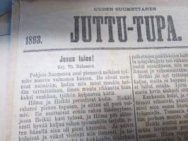 Uuden Suomettaren Juttu-Tupa 1893-94 hajanumeroita 38 kpl, kaunokirjallisia kertomuksia ja jutelmia, luonnontieteellisä artikkeleita, maantiedettä, kansatiedettä ym.