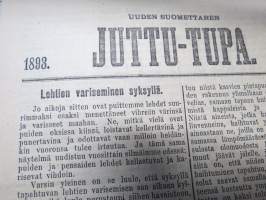 Uuden Suomettaren Juttu-Tupa 1893-94 hajanumeroita 38 kpl, kaunokirjallisia kertomuksia ja jutelmia, luonnontieteellisä artikkeleita, maantiedettä, kansatiedettä ym.