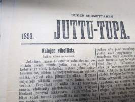 Uuden Suomettaren Juttu-Tupa 1893-94 hajanumeroita 38 kpl, kaunokirjallisia kertomuksia ja jutelmia, luonnontieteellisä artikkeleita, maantiedettä, kansatiedettä ym.