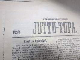 Uuden Suomettaren Juttu-Tupa 1893-94 hajanumeroita 38 kpl, kaunokirjallisia kertomuksia ja jutelmia, luonnontieteellisä artikkeleita, maantiedettä, kansatiedettä ym.