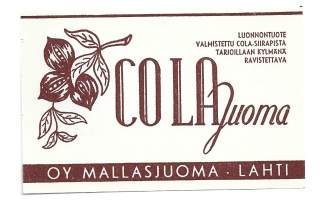 Cola juoma -  juomaetiketti